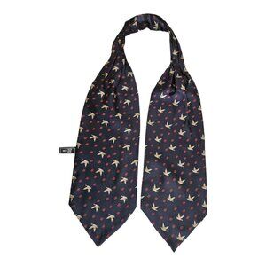 ERRE Blue Ducks Floral Silk ASCOT CRAVAT ITALY 51"/ 6.1" EC